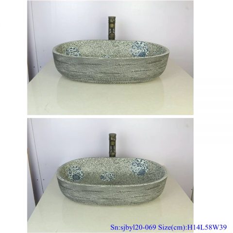 sjby120-069 Jingdezhen hand painted wash basin with netted pattern of chuanzhilian