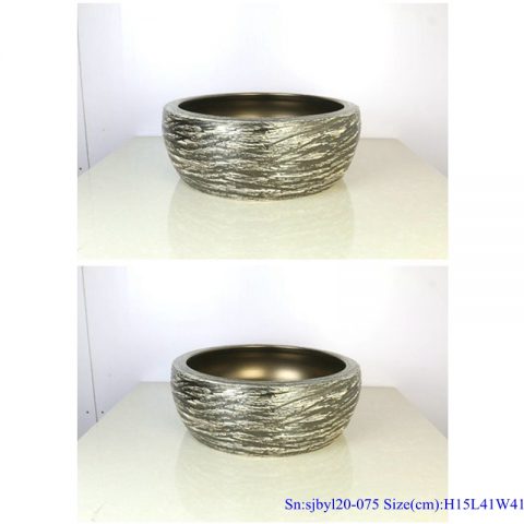 sjby120-075 Jingdezhen hand painted metal glaze and electroplating series pattern washbasin