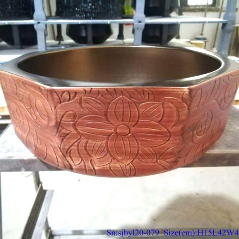 sjby120-079 Hand painted basin with vine pattern in Jingdezhen