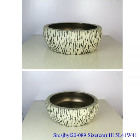 sjby120-089 Jingdezhen hand-painted sub gold mink pattern washbasin