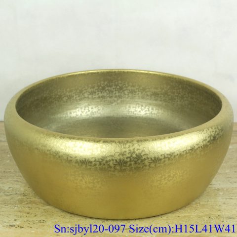 sjby120-097 Jingdezhen hand painted small gold flower design washbasin