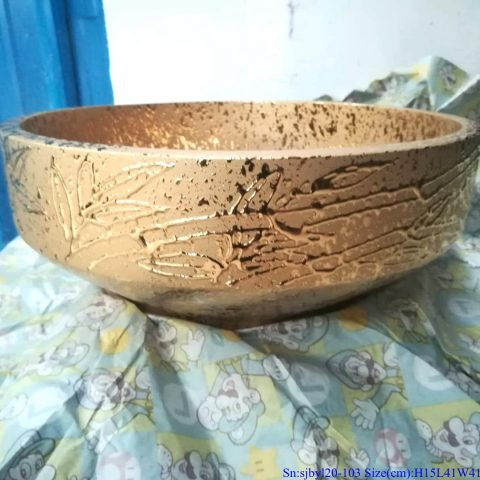 sjby120-103 Shengjiang handmade washbasin with broken gold branches