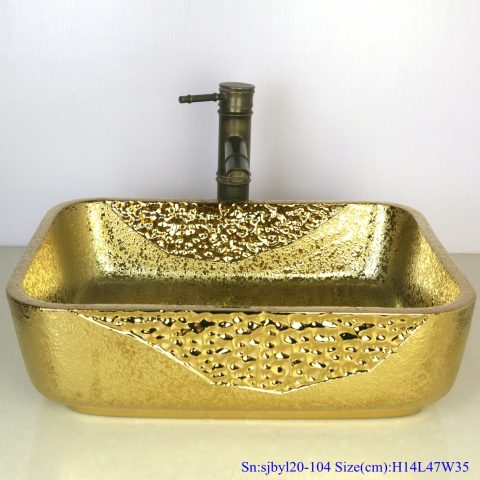 sjby120-104 Hand made washbasin with broken gold rock pattern in Shengjiang