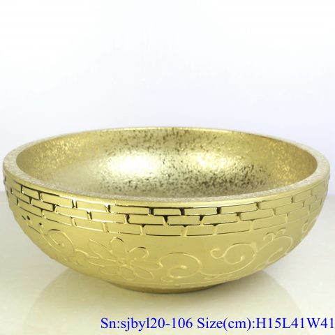 sjby120-106 Shengjiang handmade broken metal pattern washbasin with zigzag pattern
