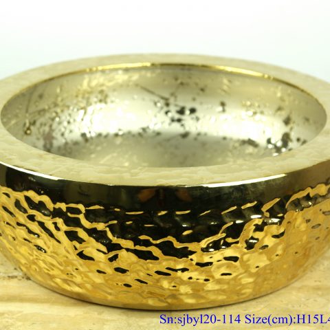 sjby120-114Jingdezhen wash basin with splash gold and rock carvings