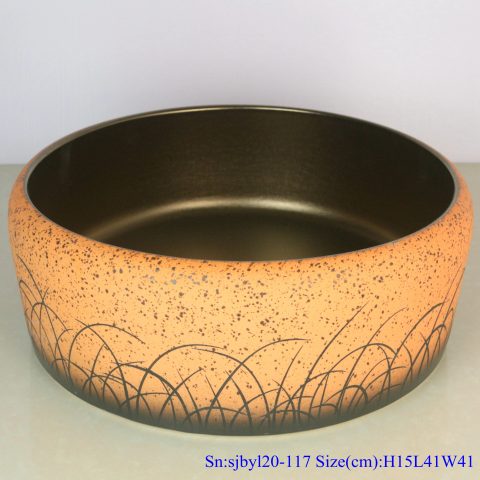 sjby120-117 Jingdezhen ceramic washbasin with grass and sand pattern