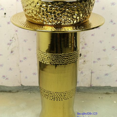 sjby120-123 Jingdezhen ceramic washbasin with gold and rock carvings