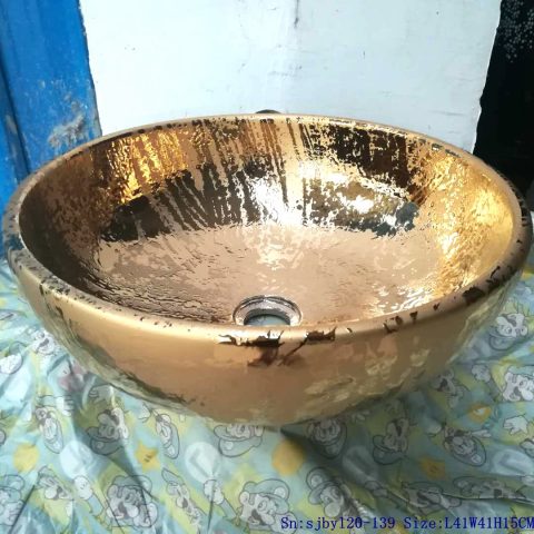 sjby120-139 Shengjiang gold-foil ceramic round washbasin