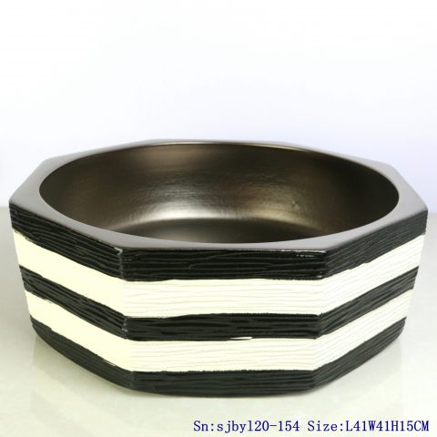 sjby120-154 Jingdezhen hand painted matte gold zebra pattern octagonal wash basin