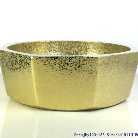sjby120-155 Jingdezhen broken gold inclined octagonal wash basin