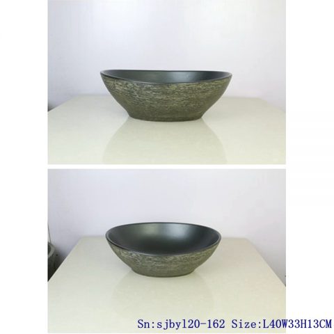 sjby120-162 Jingdezhen silk pattern black washbasin