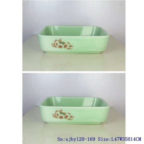 sjby120-169 Washbasin with blue lotus pattern in Jingdezhen Lake