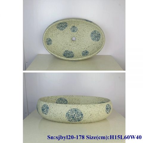 sjby120-178 Jingdezhen ink dot chrysanthemum pattern washbasin