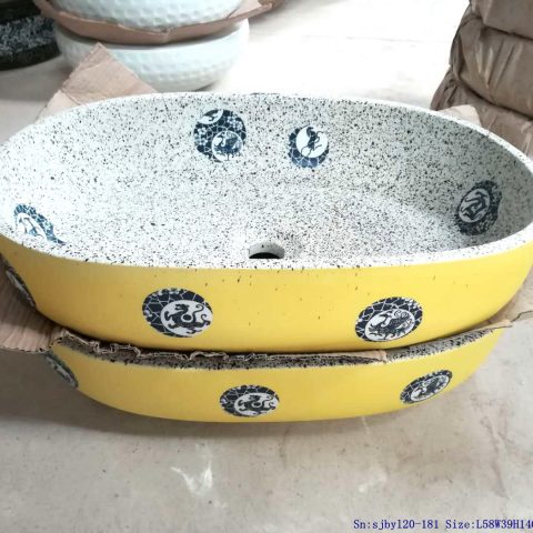 sjby120-181 Jingdezhen wash basin with white silk thread pattern