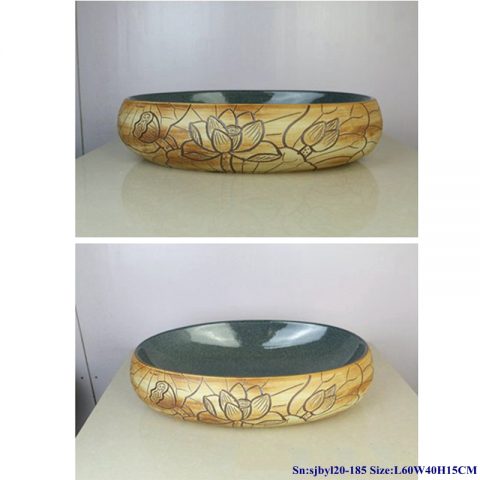 sjby120-185 Jingdezhen wash basin with lotus glaze pattern