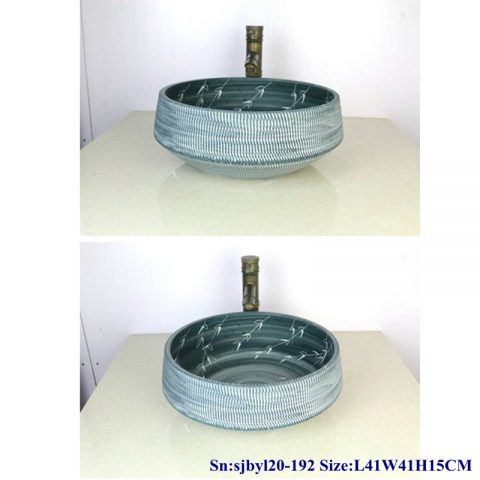 sjby120-192 Hand painted washbasin with willow leaf jumping knife pattern in Jingdezhen