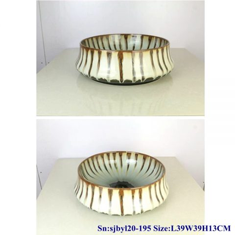 sjby120-195 Hand painted wash basin with flowing glaze pattern in Jingdezhen