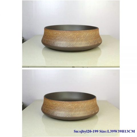 sjby120-199Hand painted wash basin with coffee silk thread pattern in Jingdezhen