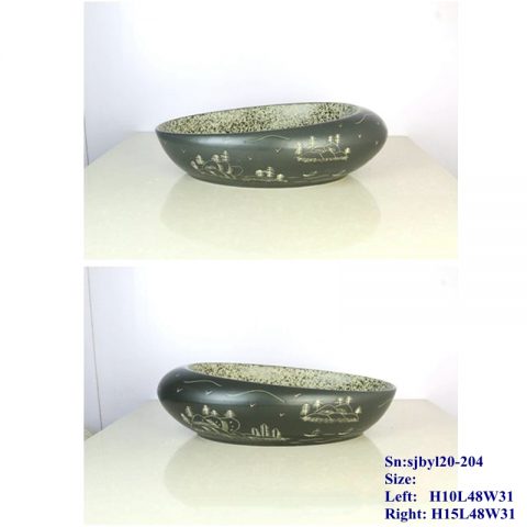 sjby120-204 Hand painted washbasin with picturesque scenery in Jingdezhen