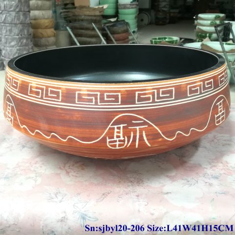 sjby120-206 Hand painted wash basin with inscriptions on bones and tortoise shells in Jingdezhen