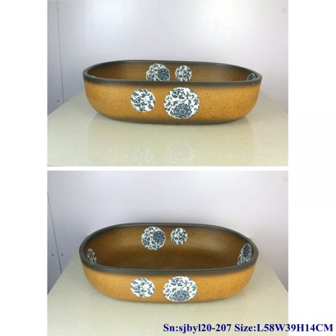 sjby120-207 Hand painted wash basin with lotus flower pattern in Jingdezhen