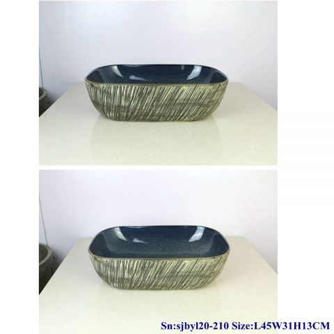 sjby120-210 Jingdezhen flower glaze diagonal pattern washbasin