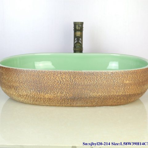 sjby120-214 Jingdezhen red clay jade pattern ceramic washbasin