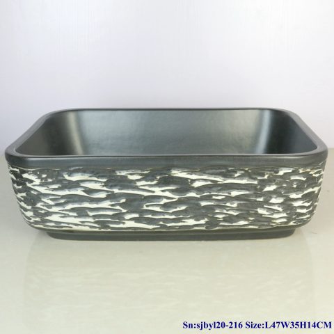 sjby120-216 Jingdezhen black stone pattern ceramic washbasin