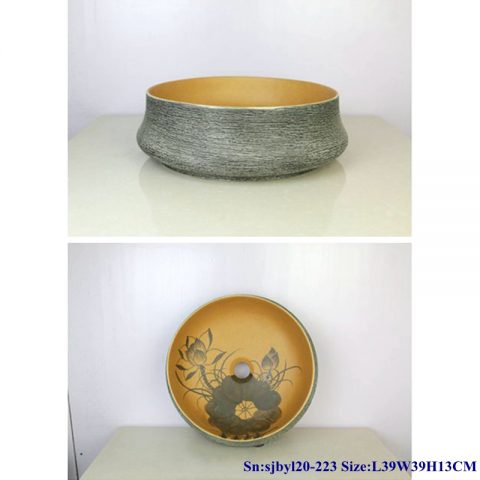 sjby120-223 Jingdezhen lotus plate pattern ceramic washbasin