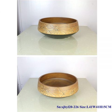 sjby120-226 Jingdezhen antique ceramic washbasin with bird pattern