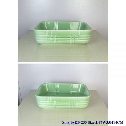 sjby120-233 Jingdezhen ceramic washbasin with carved fence and jade pattern