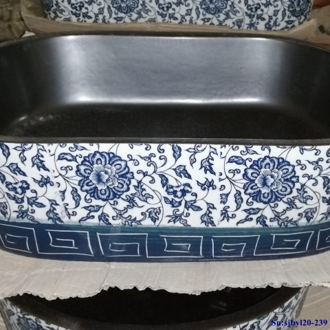 sjby120-239 Jingdezhen Hand painted ceramic washbasin with palindrome pattern under lotus