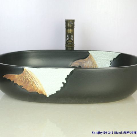 sjby120-242 Jingdezhen Hand painted ceramic washbasin with a corner of the sun