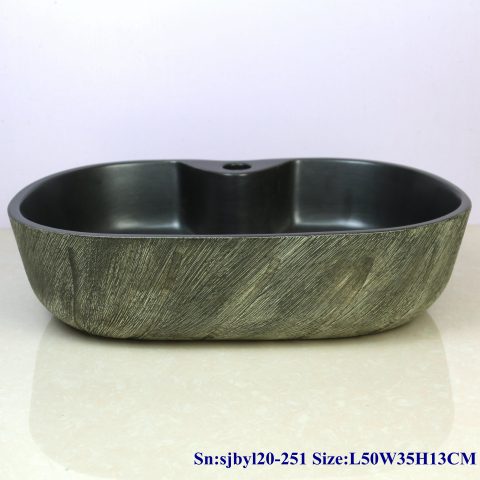 sjby120-251 Jingdezhen Hand painted ceramic washbasin with oblique silk pattern
