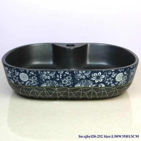 sjby120-252 Jingdezhen Hand painted line dream butterfly pattern ceramic washbasin