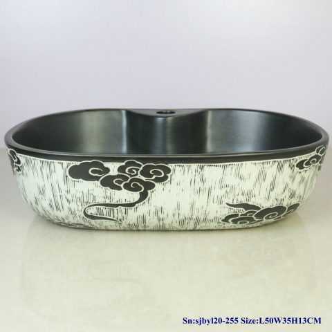 sjby120-255 Jingdezhen Hand painted ceramic washbasin with sky falling auspicious cloud pattern