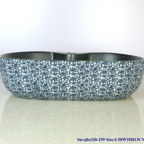 sjby120-259 Jingdezhen Hand painted ceramic washbasin with black buds inside