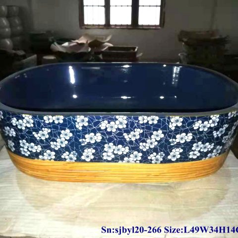 sjby120-266 Jingdezhen Hand painted Ceramic wash basin with ice plum blossom glaze pattern