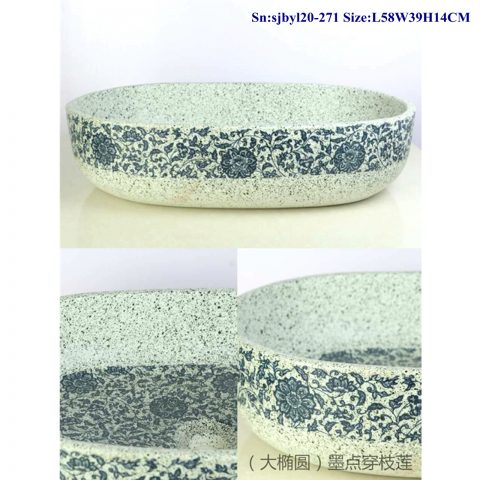 sjby120-271 Jingdezhen Hand painted Ceramic wash basin with light lotus glaze pattern