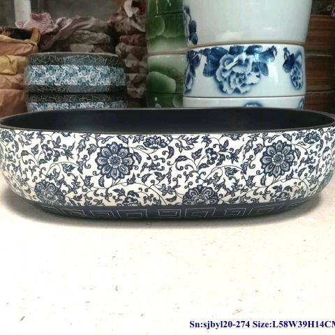 sjby120-274 Jingdezhen Hand painted Ceramic washbasin with tattoo under lotus